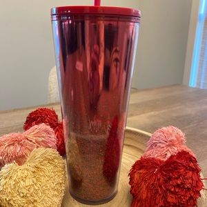 Starbucks Venti Cold Cup Red Glitter 24 oz. 2019 Holiday Double Walled New NWT